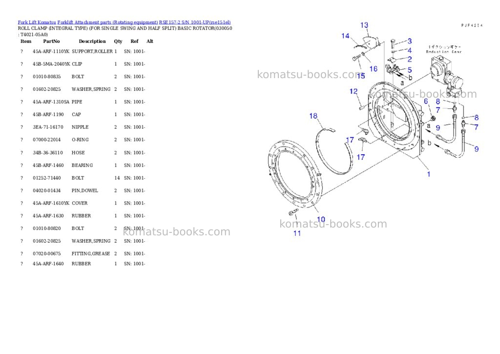 Komatsu rse157-2 s/n 1001-up Parts catalog cover Page 4