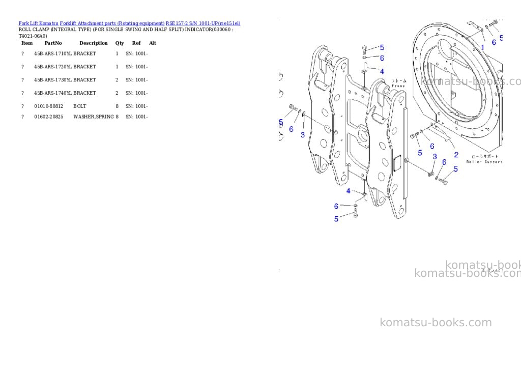 Komatsu rse157-2 s/n 1001-up Parts catalog cover Page 5