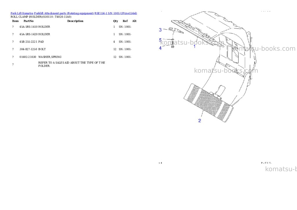 Komatsu rse156-1 s/n 1001-up Parts catalog cover Page 10