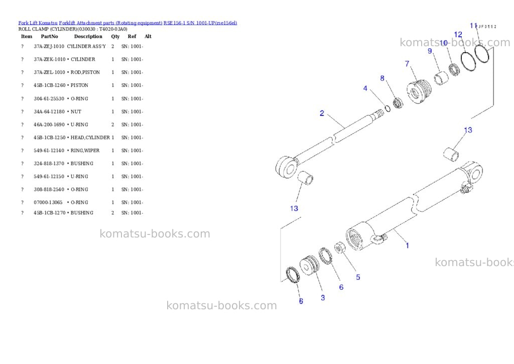 Komatsu rse156-1 s/n 1001-up Parts catalog cover Page 2