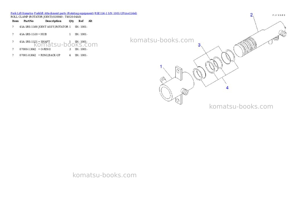 Komatsu rse156-1 s/n 1001-up Parts catalog cover Page 3