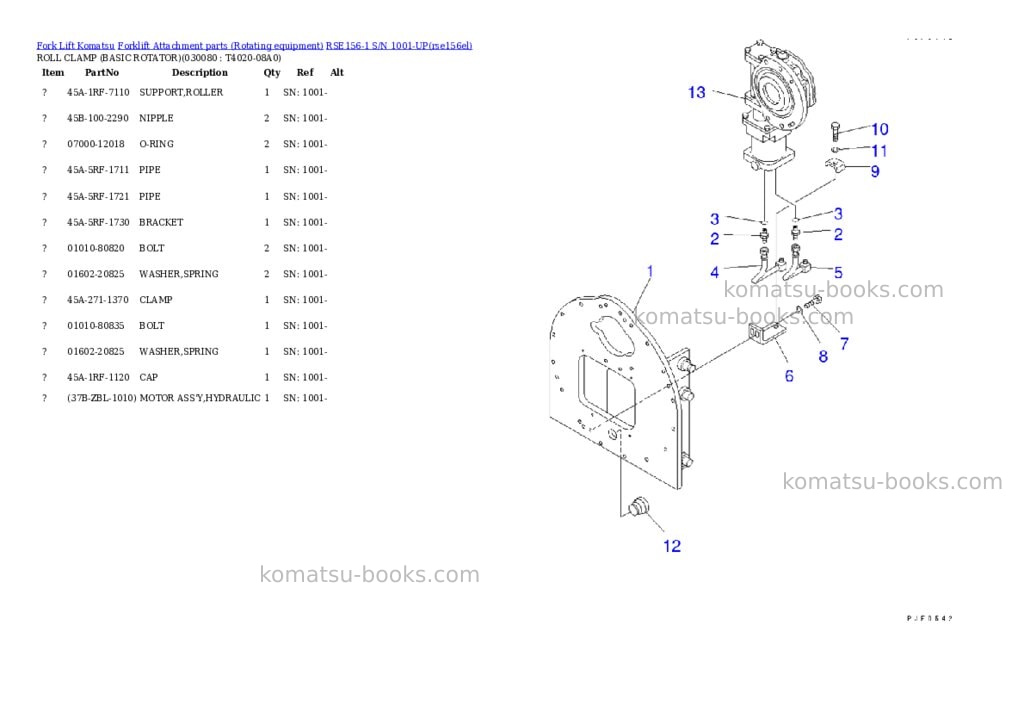 Komatsu rse156-1 s/n 1001-up Parts catalog cover Page 7