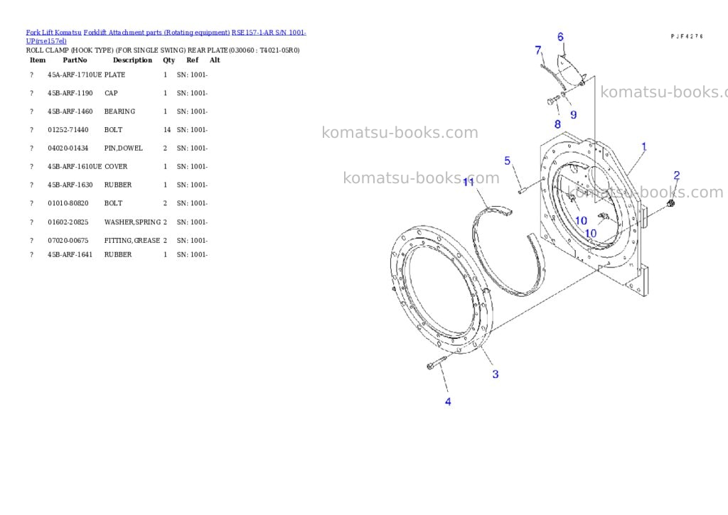 Komatsu rse157-1-ar s/n 1001-up Parts catalog cover Page 5