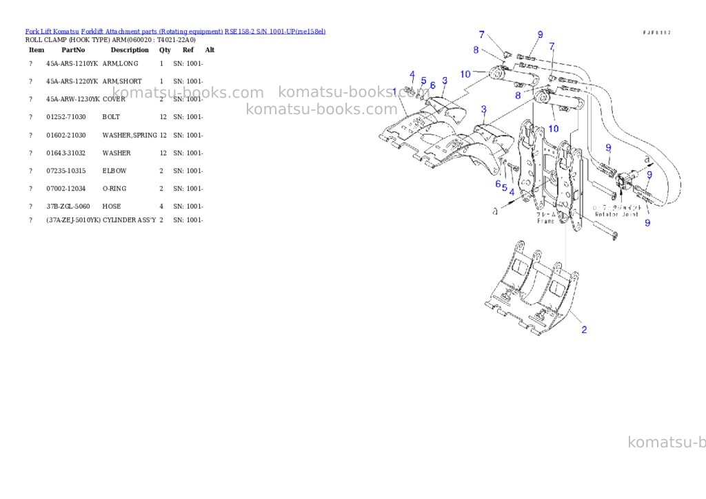 Komatsu rse158-2 s/n 1001-up Parts catalog cover Page 2