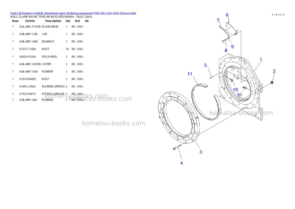 Komatsu rse158-2 s/n 1001-up Parts catalog cover Page 4