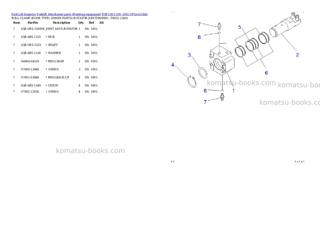 Komatsu rse158-2 s/n 1001-up Parts catalog cover Page 8