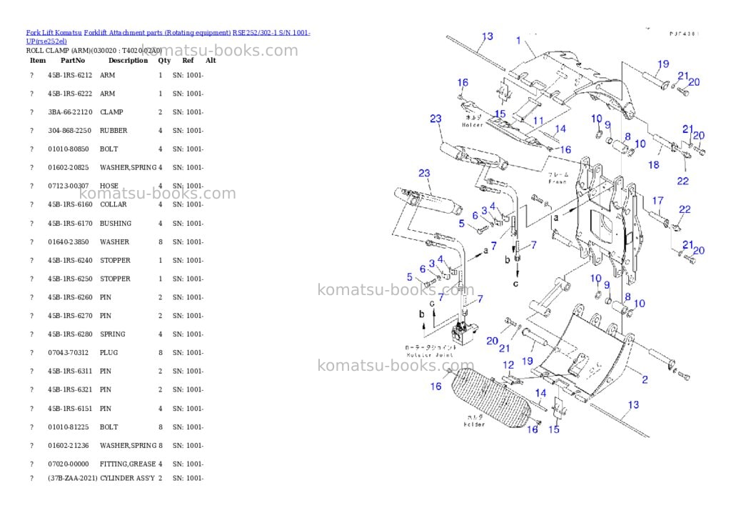 Komatsu rse252/302-1 s/n 1001-up Parts catalog cover Komatsu rse252/302-1 s/n 1001-up Parts catalog cover