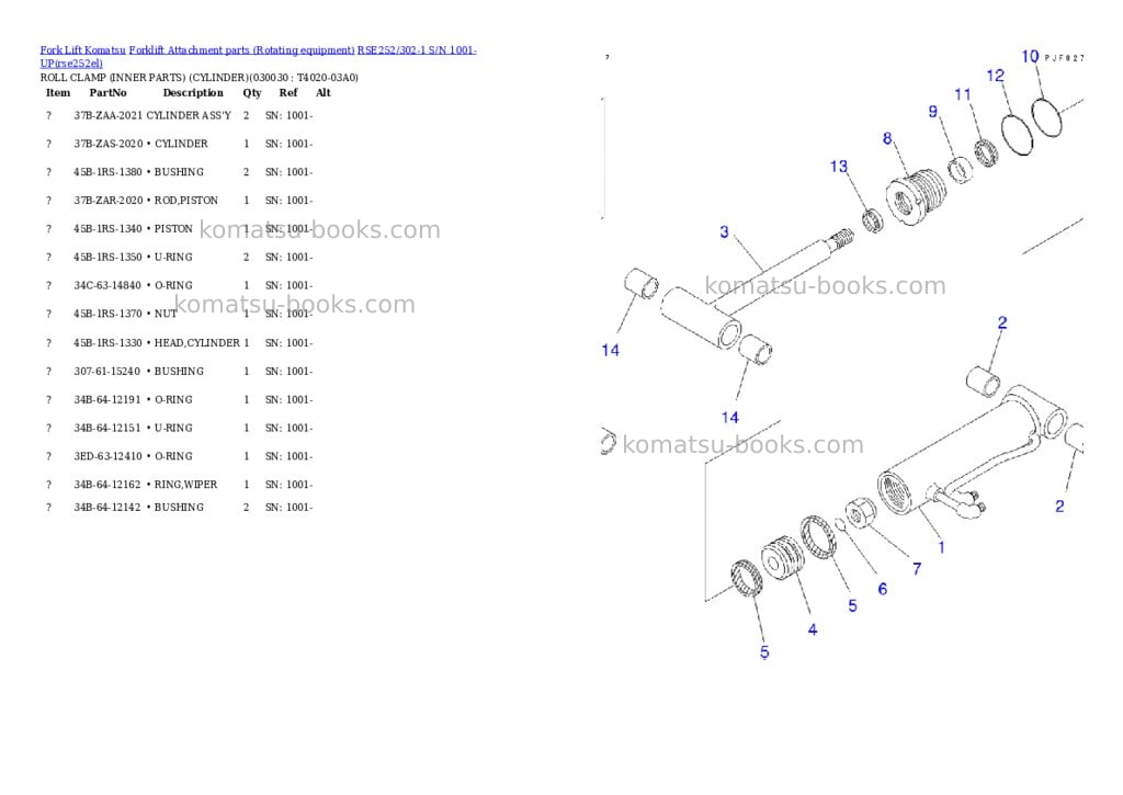 Komatsu rse252/302-1 s/n 1001-up Parts catalog cover Page 2 Komatsu rse252/302-1 s/n 1001-up Parts catalog cover Page 2