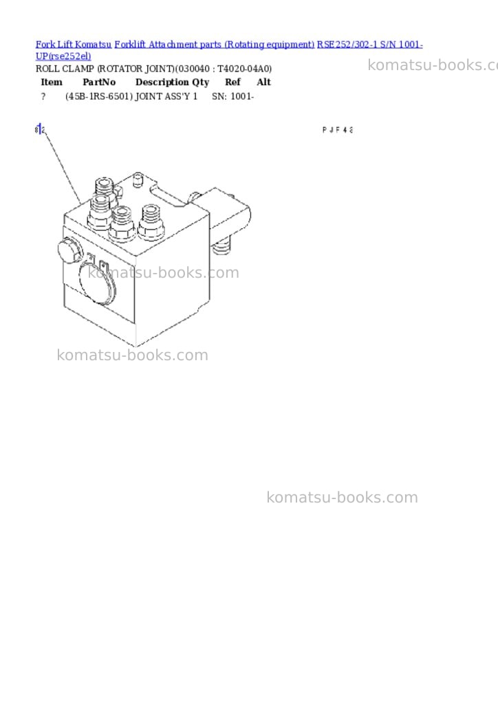 Komatsu rse252/302-1 s/n 1001-up Parts catalog cover Page 3 Komatsu rse252/302-1 s/n 1001-up Parts catalog cover Page 3