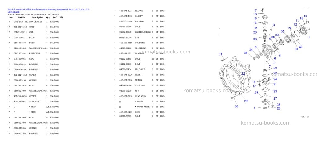 Komatsu rse252/302-1 s/n 1001-up Parts catalog cover Page 9 Komatsu rse252/302-1 s/n 1001-up Parts catalog cover Page 9