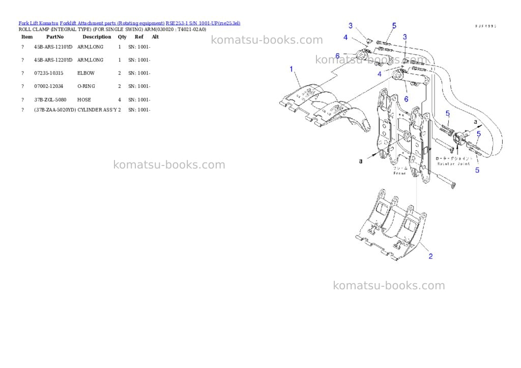 Komatsu rse253-1 s/n 1001-up Parts catalog cover Komatsu rse253-1 s/n 1001-up Parts catalog cover