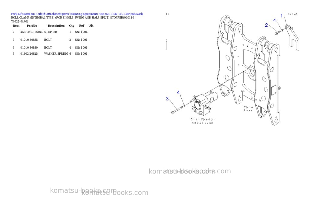 Komatsu rse253-1 s/n 1001-up Parts catalog cover Page 10 Komatsu rse253-1 s/n 1001-up Parts catalog cover Page 10