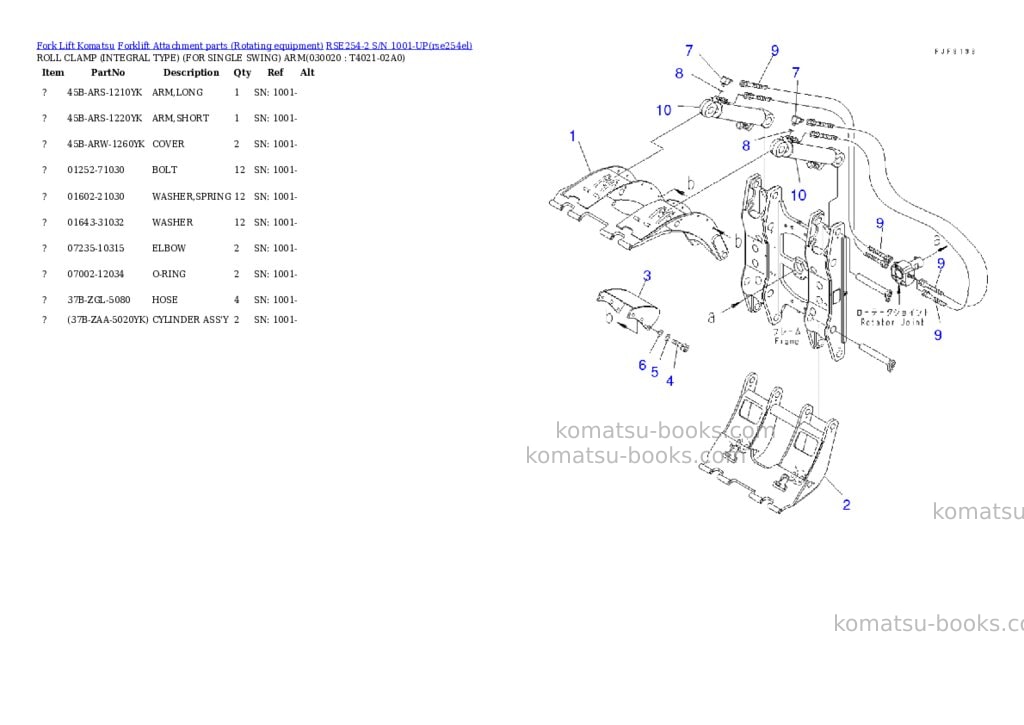 Komatsu rse254-2 s/n 1001-up Parts catalog cover Komatsu rse254-2 s/n 1001-up Parts catalog cover
