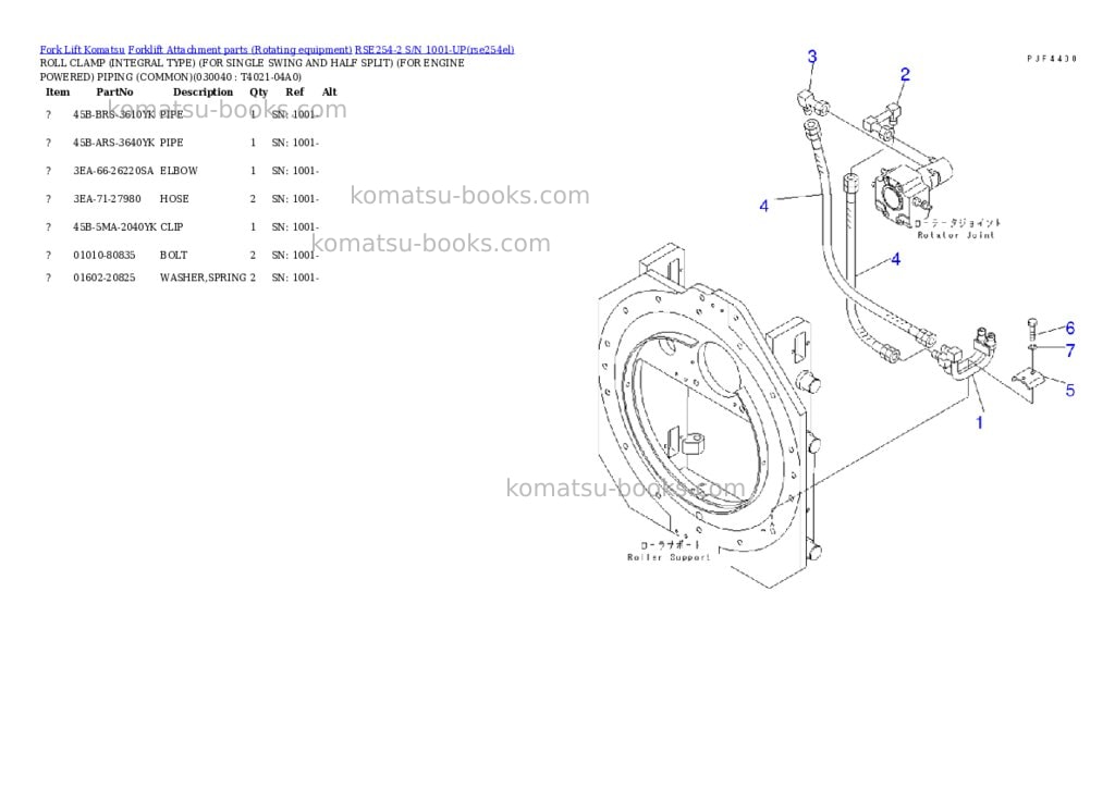 Komatsu rse254-2 s/n 1001-up Parts catalog cover Page 3 Komatsu rse254-2 s/n 1001-up Parts catalog cover Page 3