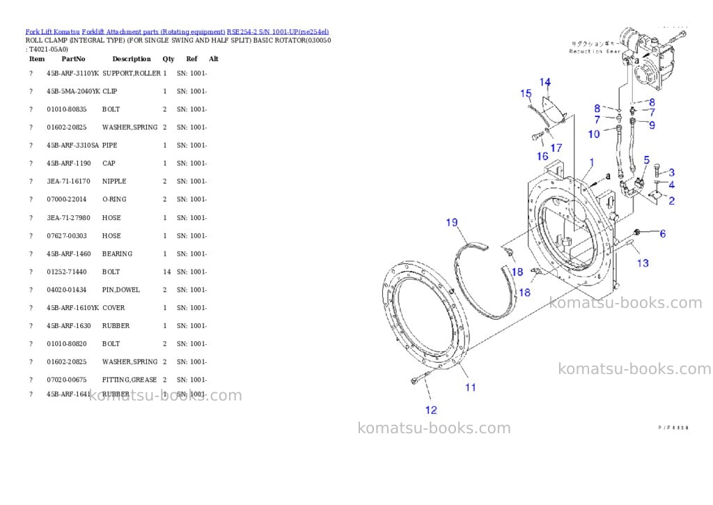 Komatsu rse254-2 s/n 1001-up Parts catalog cover Page 4 Komatsu rse254-2 s/n 1001-up Parts catalog cover Page 4