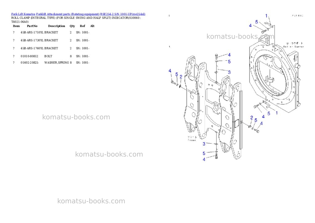 Komatsu rse254-2 s/n 1001-up Parts catalog cover Page 5 Komatsu rse254-2 s/n 1001-up Parts catalog cover Page 5