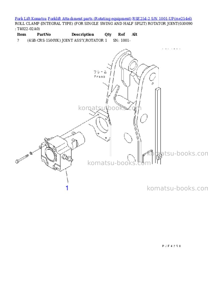 Komatsu rse254-2 s/n 1001-up Parts catalog cover Page 8 Komatsu rse254-2 s/n 1001-up Parts catalog cover Page 8
