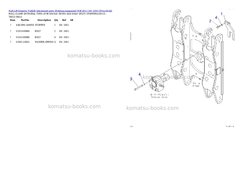 Komatsu rse303-1 s/n 1001-up Parts catalog cover Page 10