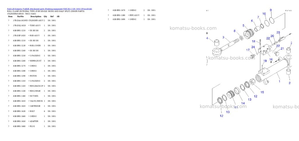 Komatsu rse303-1 s/n 1001-up Parts catalog cover Page 2