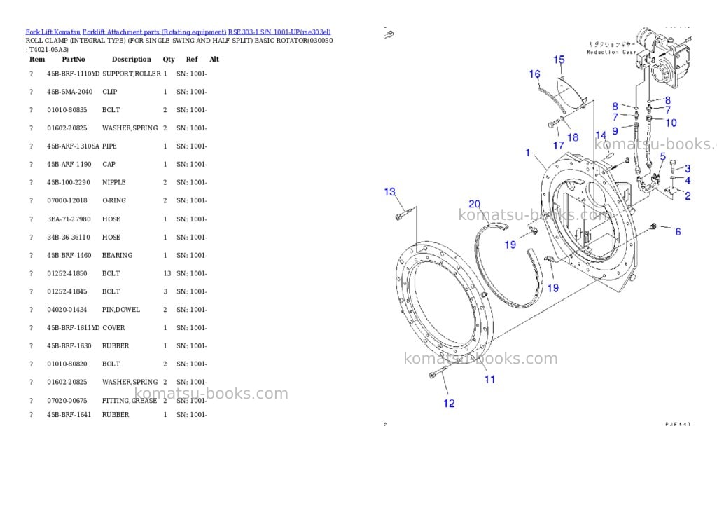 Komatsu rse303-1 s/n 1001-up Parts catalog cover Page 4