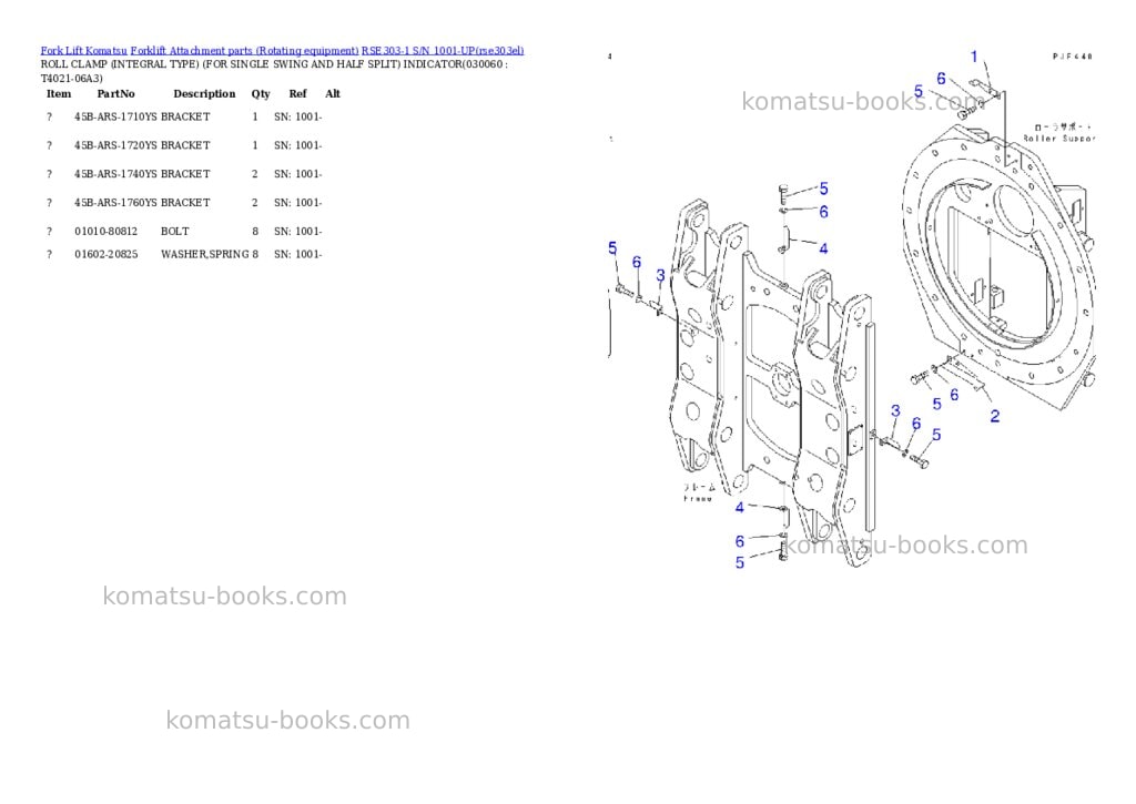 Komatsu rse303-1 s/n 1001-up Parts catalog cover Page 5