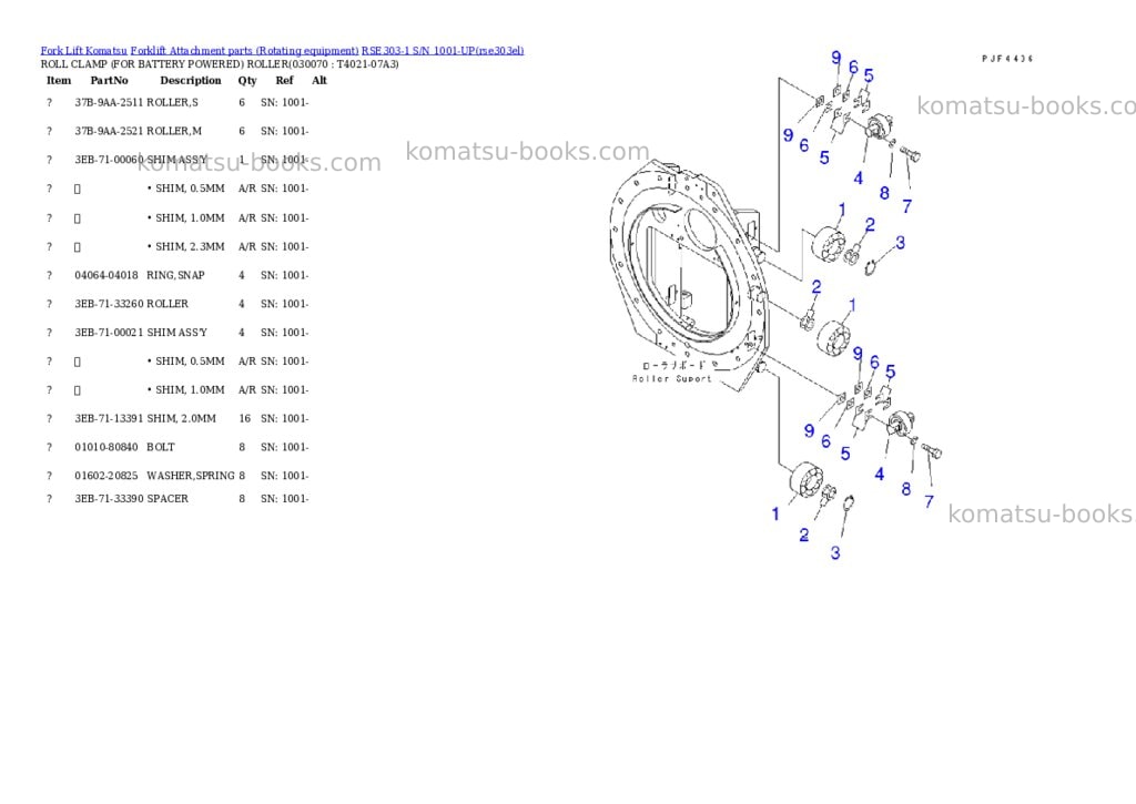 Komatsu rse303-1 s/n 1001-up Parts catalog cover Page 6