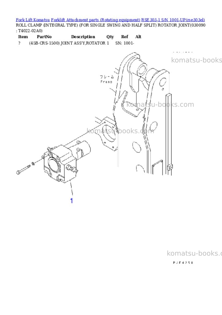 Komatsu rse303-1 s/n 1001-up Parts catalog cover Page 8