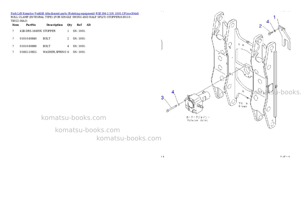 Komatsu rse304-2 s/n 1001-up Parts catalog cover Page 10