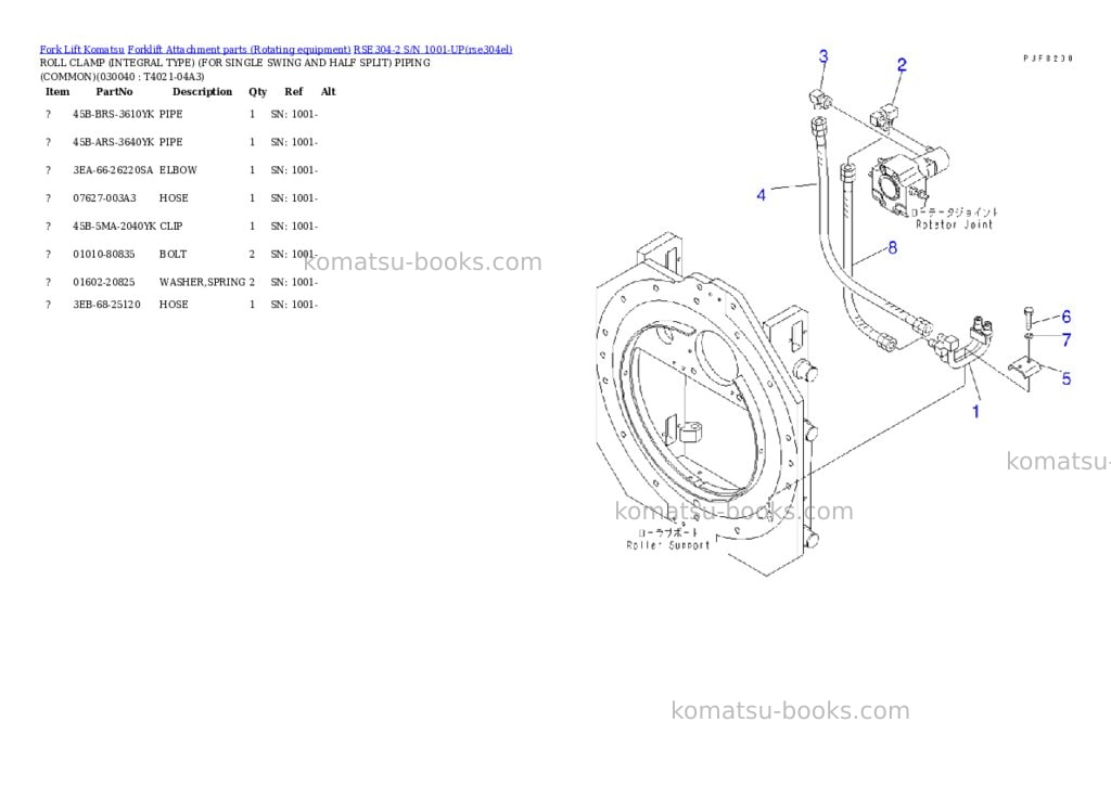 Komatsu rse304-2 s/n 1001-up Parts catalog cover Page 3