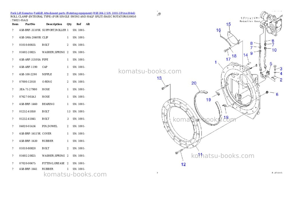 Komatsu rse304-2 s/n 1001-up Parts catalog cover Page 4