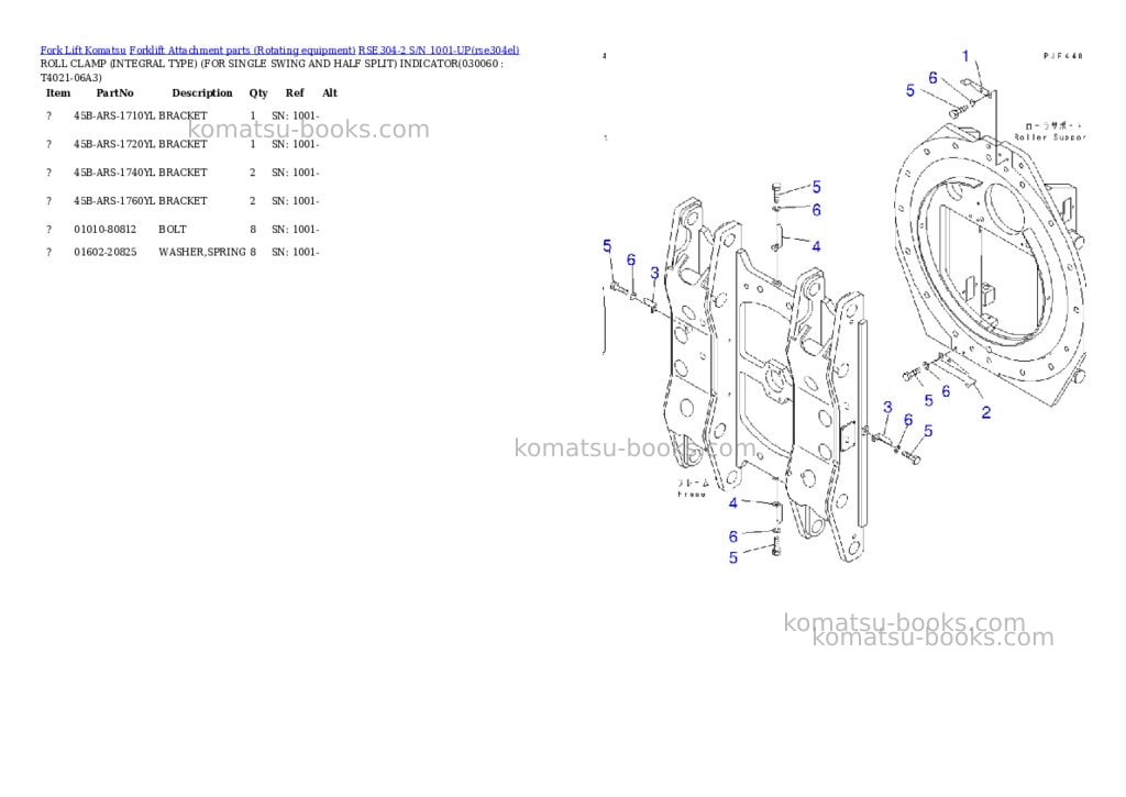 Komatsu rse304-2 s/n 1001-up Parts catalog cover Page 5