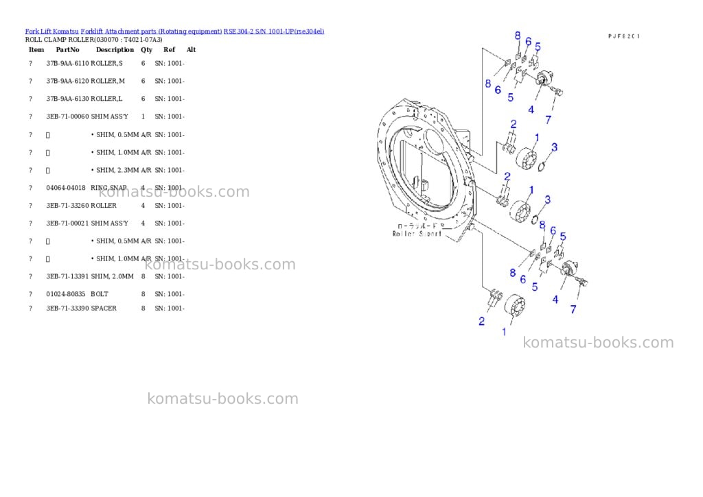 Komatsu rse304-2 s/n 1001-up Parts catalog cover Page 6