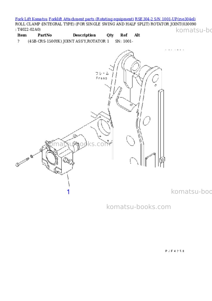 Komatsu rse304-2 s/n 1001-up Parts catalog cover Page 8
