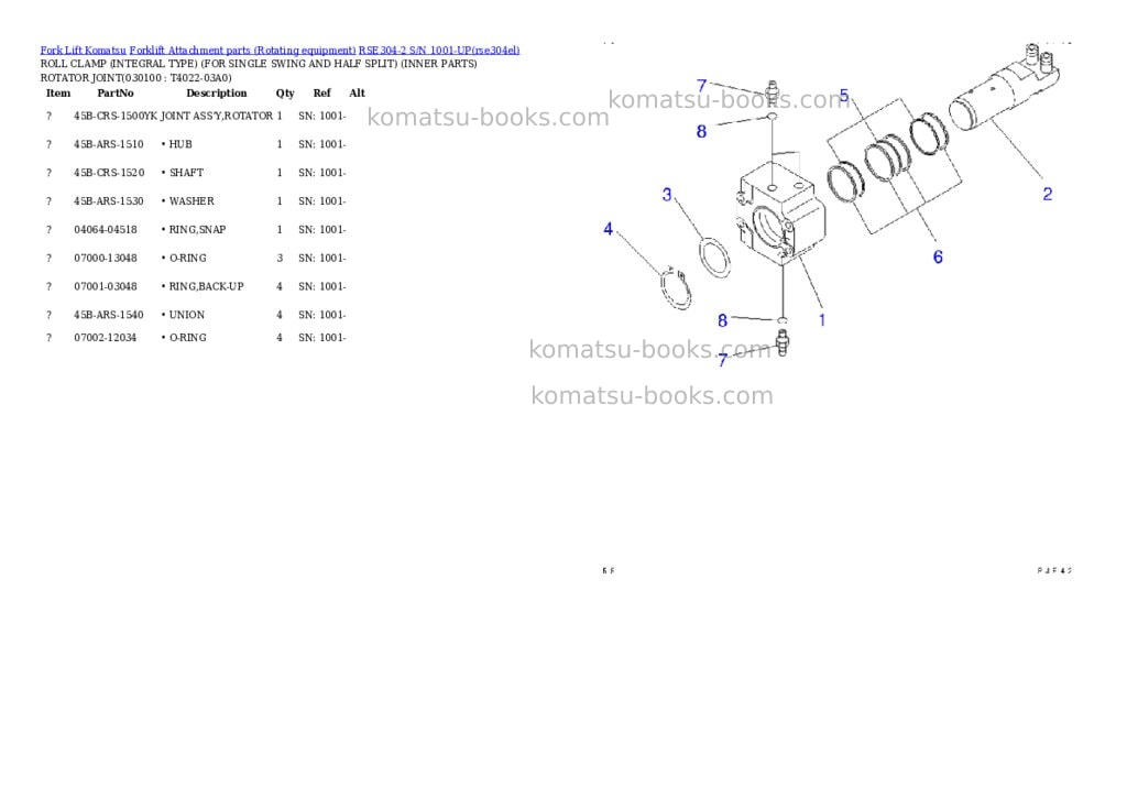 Komatsu rse304-2 s/n 1001-up Parts catalog cover Page 9
