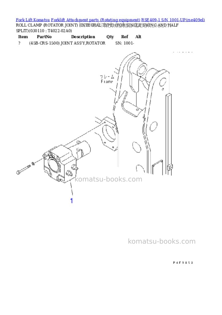 Komatsu rse409-1 s/n 1001-up Parts catalog cover Page 10 Komatsu rse409-1 s/n 1001-up Parts catalog cover Page 10