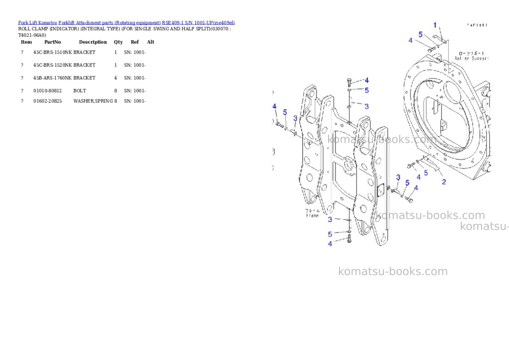 Komatsu rse409-1 s/n 1001-up Parts catalog cover Page 6 Komatsu rse409-1 s/n 1001-up Parts catalog cover Page 6