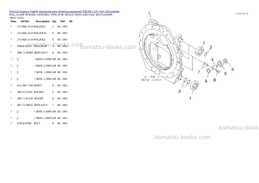 Komatsu rse409-1 s/n 1001-up Parts catalog cover Page 8 Komatsu rse409-1 s/n 1001-up Parts catalog cover Page 8