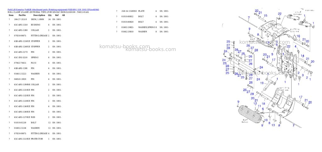Komatsu rse409-1 s/n 1001-up Parts catalog cover Page 9 Komatsu rse409-1 s/n 1001-up Parts catalog cover Page 9