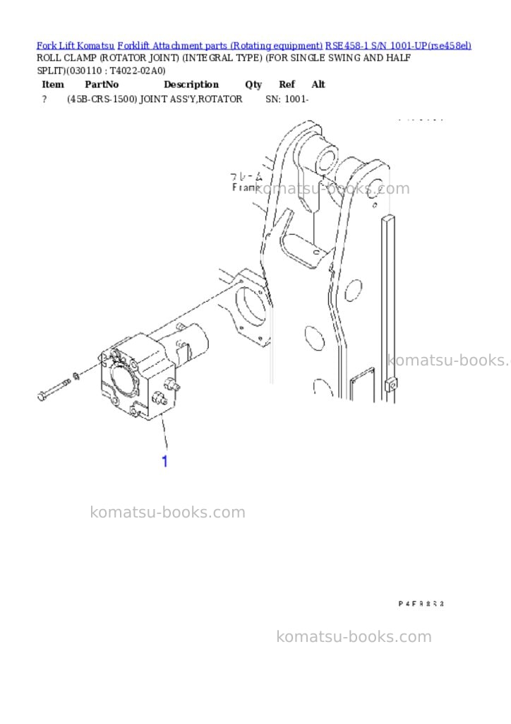 Komatsu rse458-1 s/n 1001-up Parts catalog cover Page 10
