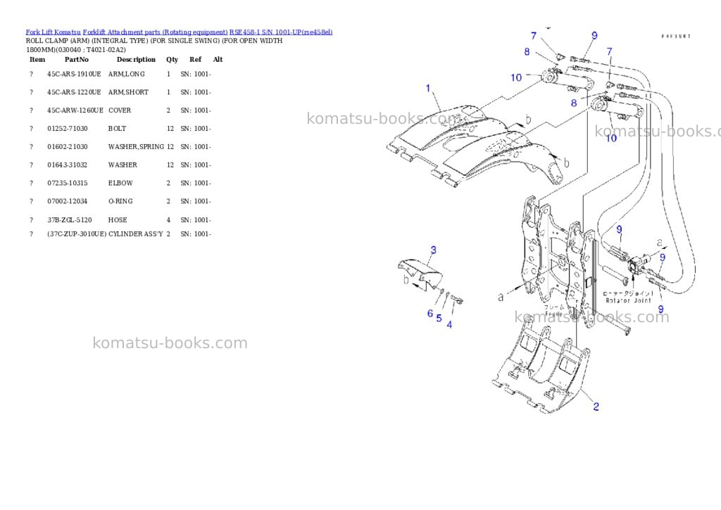 Komatsu rse458-1 s/n 1001-up Parts catalog cover Page 3