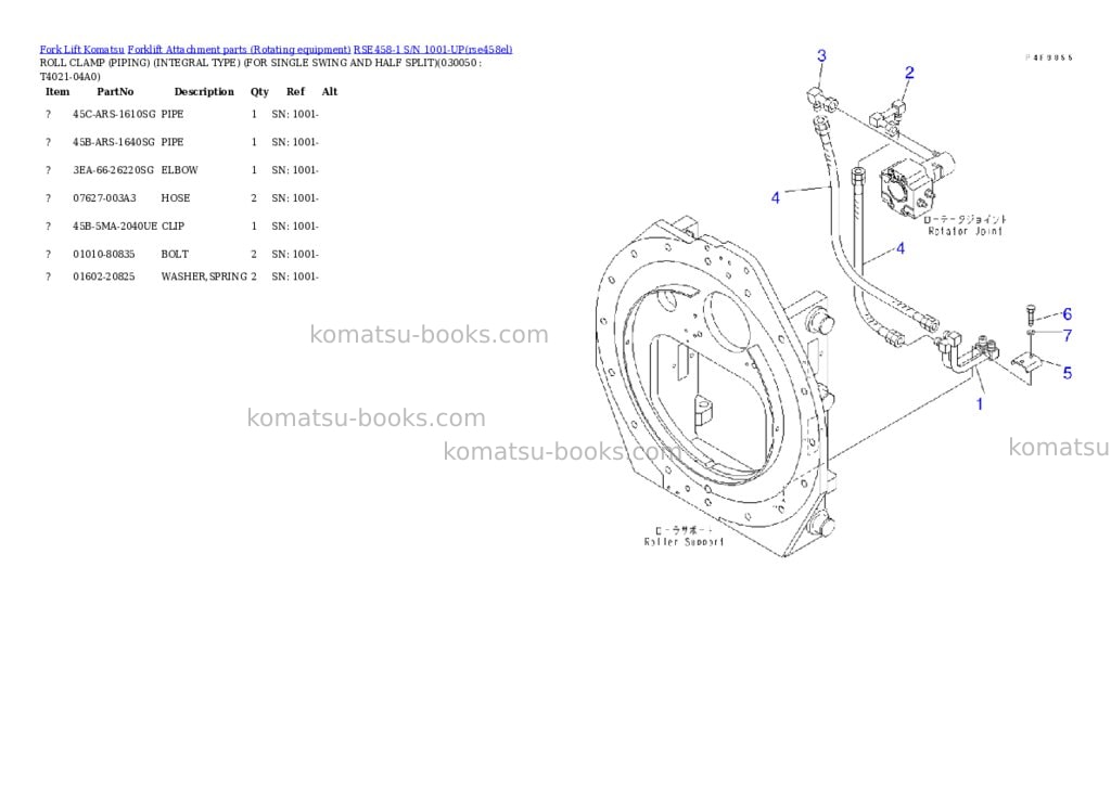 Komatsu rse458-1 s/n 1001-up Parts catalog cover Page 4
