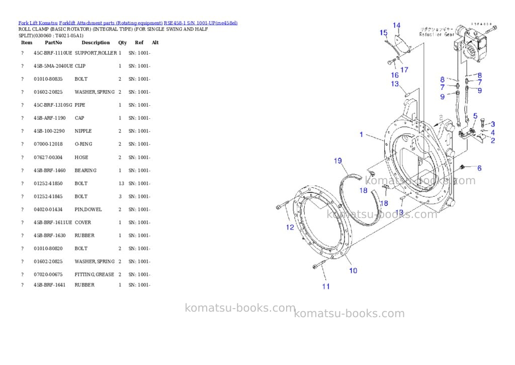 Komatsu rse458-1 s/n 1001-up Parts catalog cover Page 5