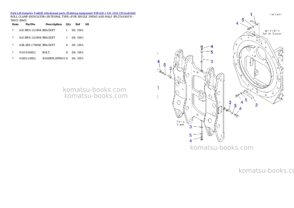 Komatsu rse458-1 s/n 1001-up Parts catalog cover Page 6