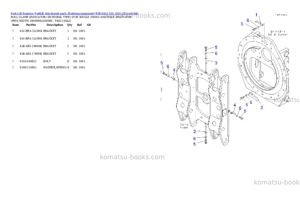Komatsu rse458-1 s/n 1001-up Parts catalog cover Page 7