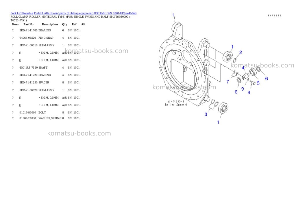 Komatsu rse458-1 s/n 1001-up Parts catalog cover Page 8