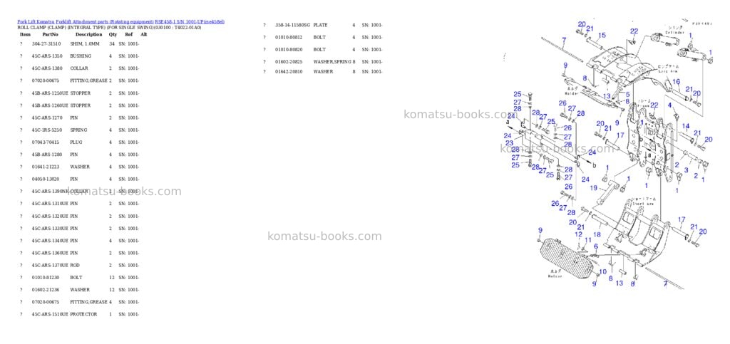 Komatsu rse458-1 s/n 1001-up Parts catalog cover Page 9