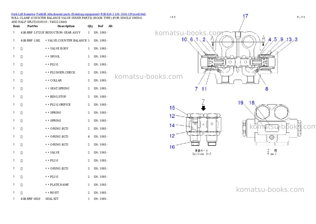 Komatsu rse459-1 s/n 1001-up Parts catalog cover Page 10