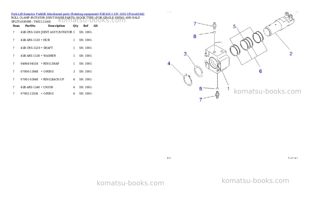 Komatsu rse459-1 s/n 1001-up Parts catalog cover Page 7