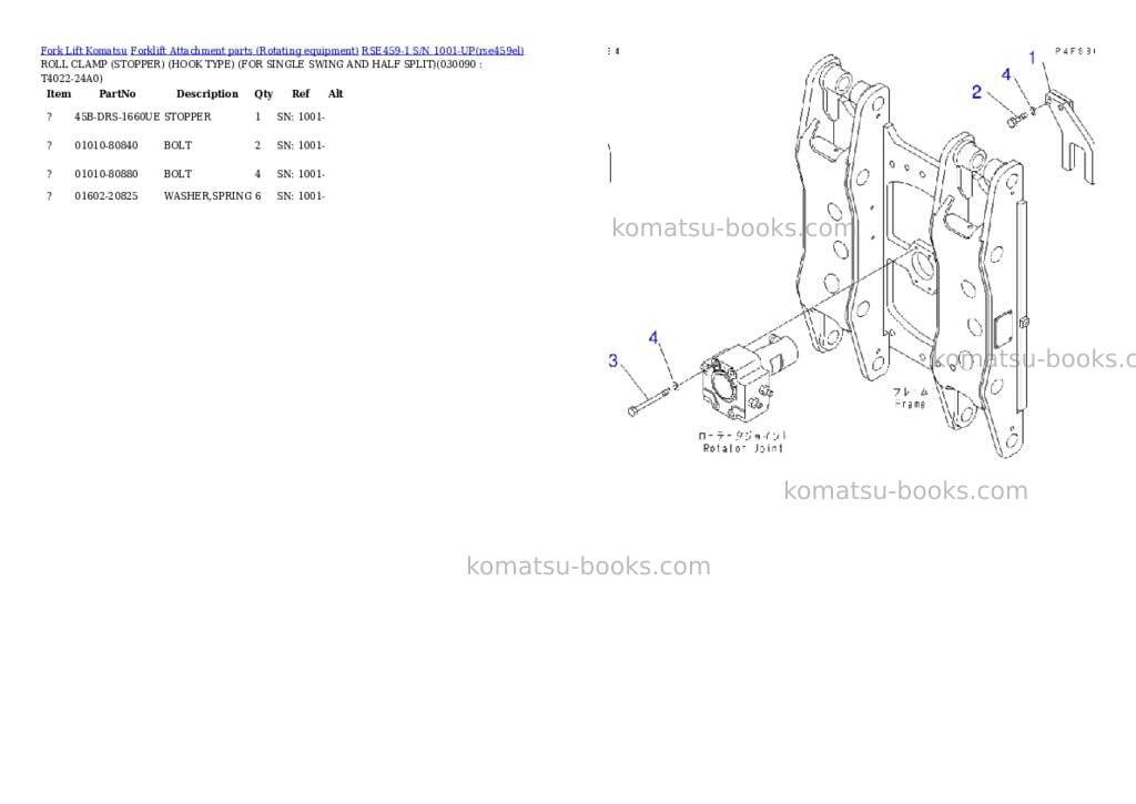 Komatsu rse459-1 s/n 1001-up Parts catalog cover Page 8