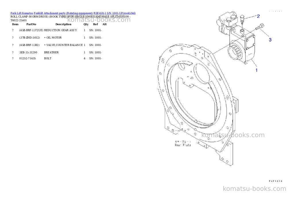 Komatsu rse459-1 s/n 1001-up Parts catalog cover Page 9